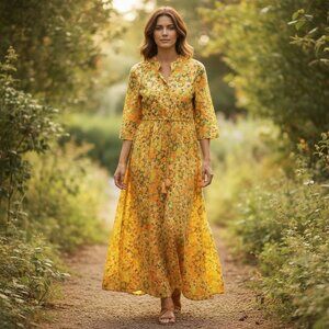 TORY BURCH Yellow Blossom Shirt Dress